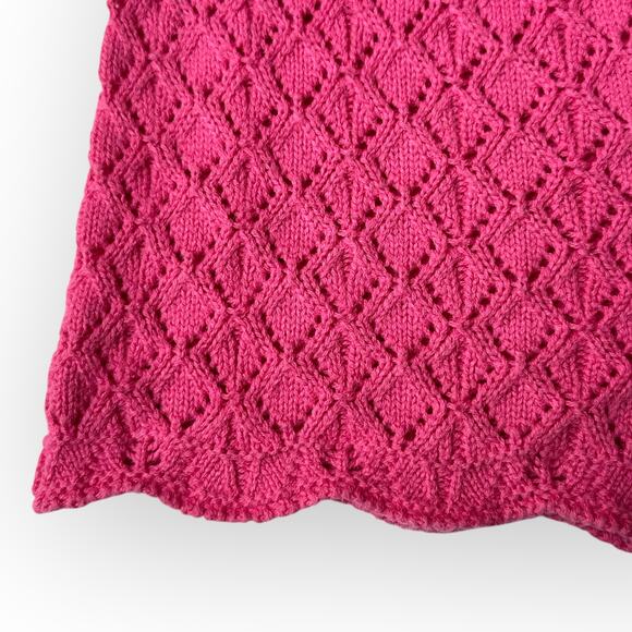 Zara Open Weave Knit Scalloped Top and Shorts Set Size 3-4 years Fuchsia Pink - Picture 8 of 14